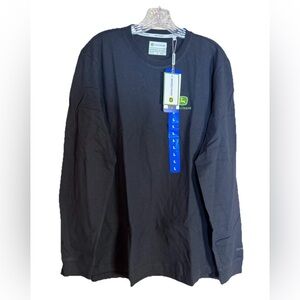 John Deere Men's Long Sleeve T-Shirt Embroidered Green Logo - Black, Large